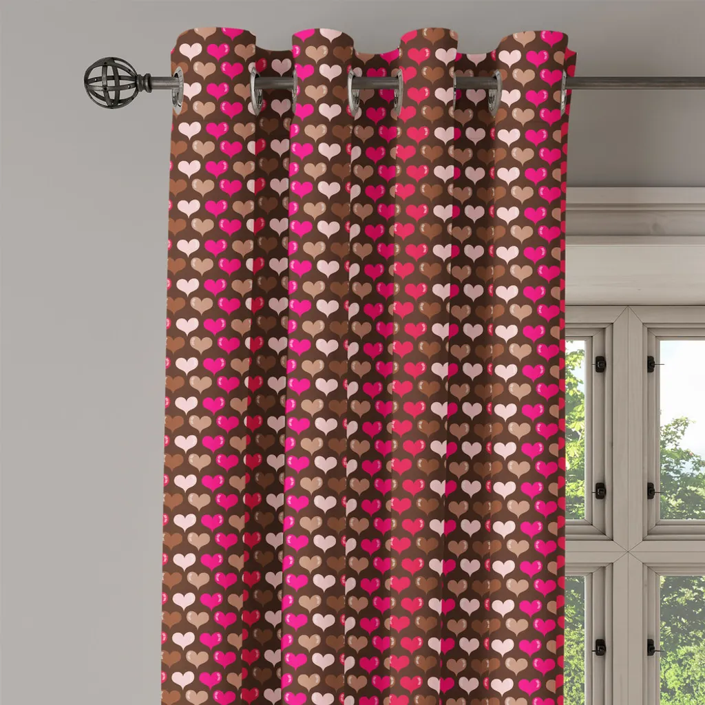 Rideau fuchsia et marron à motif cœur vibrant haute qualité 280 cm - 3