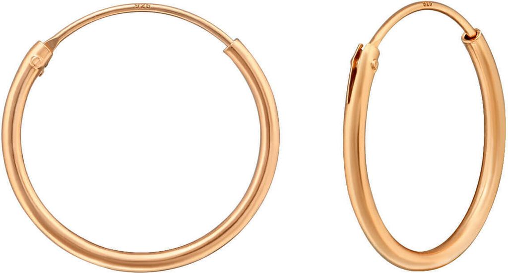 Creolen Ohrringe 925 Sterling Silber rosévergoldet 8-30mm Größe - 16 mm