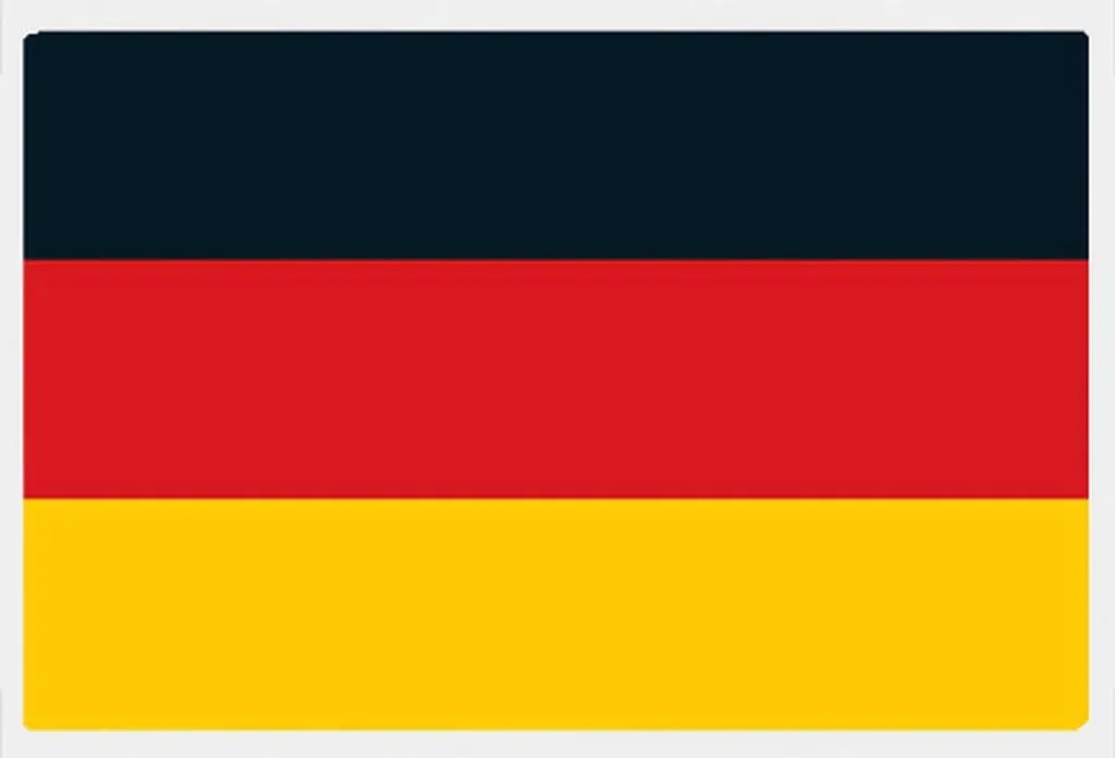 Poster Drapeau Allemand Shinsuke® avec Cadre MDF Blanc et Vitre 61x91