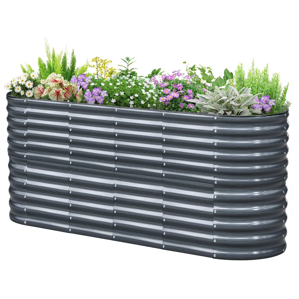 Jardinière en acier galvanisé avec rebords sécurisés 200x60x87 cm