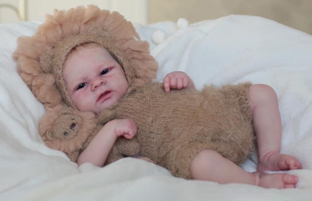 Neugeborene 49 cm Silikon Baby puppen mit offenen Augen Produktbild 