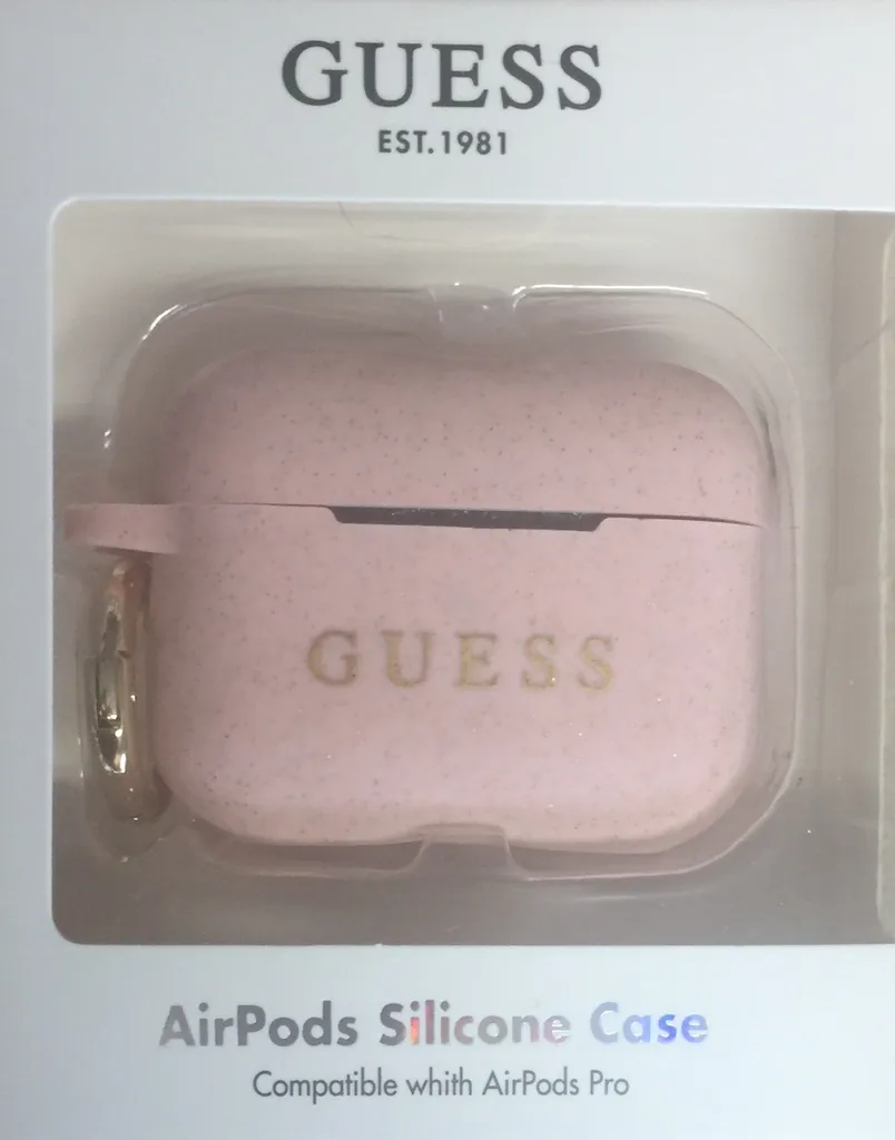 Guess Cover AirPods Pro Rosa Glitter - Protezione Silicone con Gancio - 4