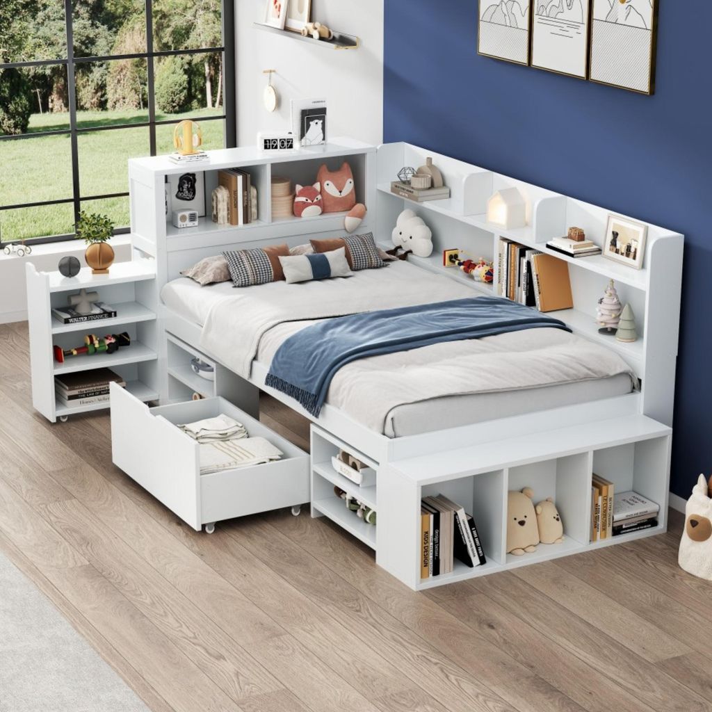 MODFU Schlafsofas Jugendbett 90x200cm, Holzbett  mit Produktbild 