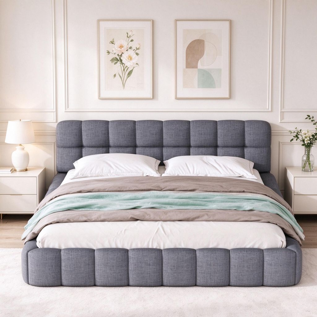 INONEFT Bubble-Bett 140x190cm, Polsterbett, Doppelbett mit Produktbild 