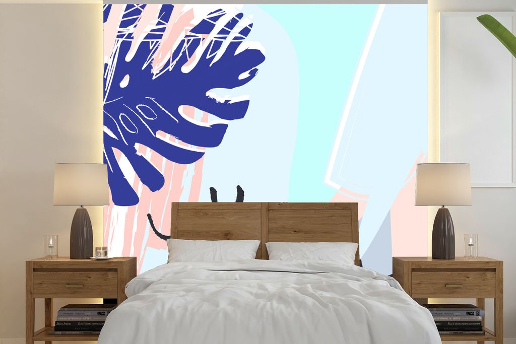 MuchoWow Fototapete für Wohnzimmer oder Schlafzimmer Wandtapete Vinyl Motivtapete Sommer - Tropisch - Abstrakt - 280x280 cm - Hintergrundbild