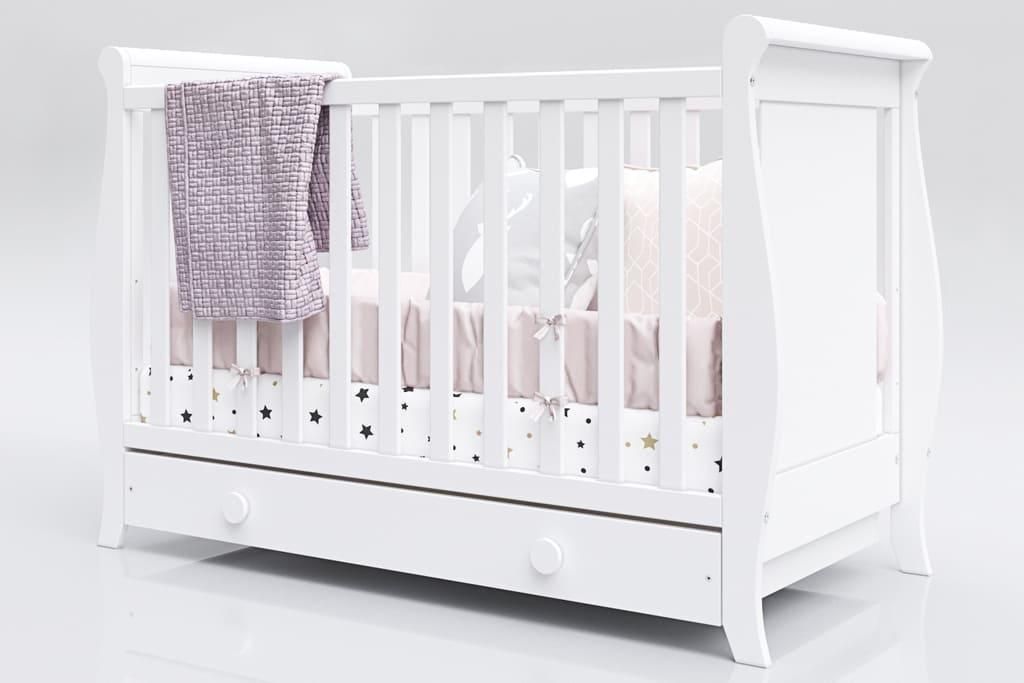 Misza Premium z szufladą i gryzakami 120cm x 60cm kolor biały + materac – zdjęcie produktu 1
