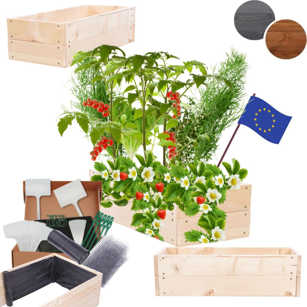 MODO24 Hochbeet Holz, Pflanzkasten, Massivholz, Kiefer, Kräuterbeet, Blumenkasten, Garten, Terrasse, 18x63x30 cm, Natur imprägniert, ZP06