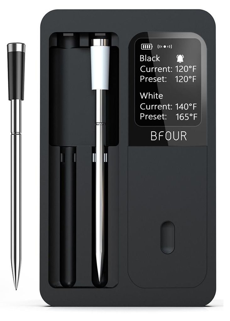 Fleischthermometer Kabelloses Bluetooth mit 2 Sonden, LCD-Display, APP-Steuerung, Grillthermometer für BBQ, Grill, Smoker, Ofen, Küche,BF-40