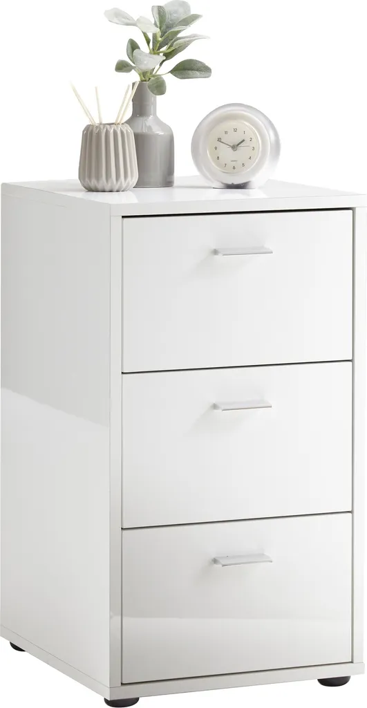 Meuble de chevet compact blanc laqué VIRGINIA pour petite chambre