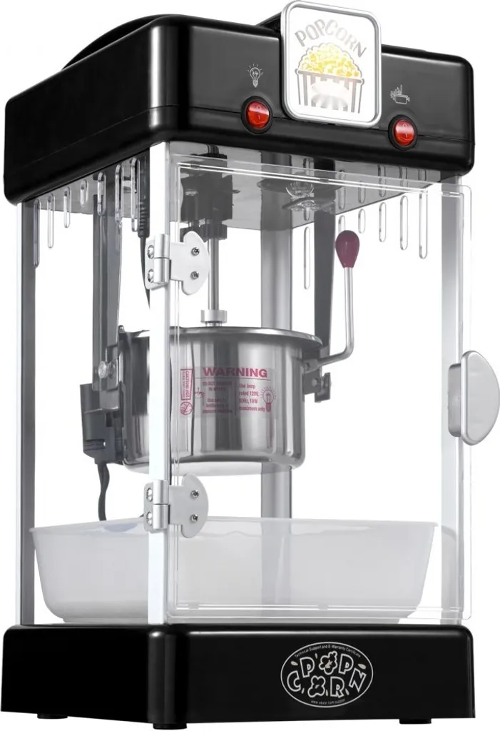 Machine à pop-corn cinéma 300W portable noire avec éclairage interne - 12