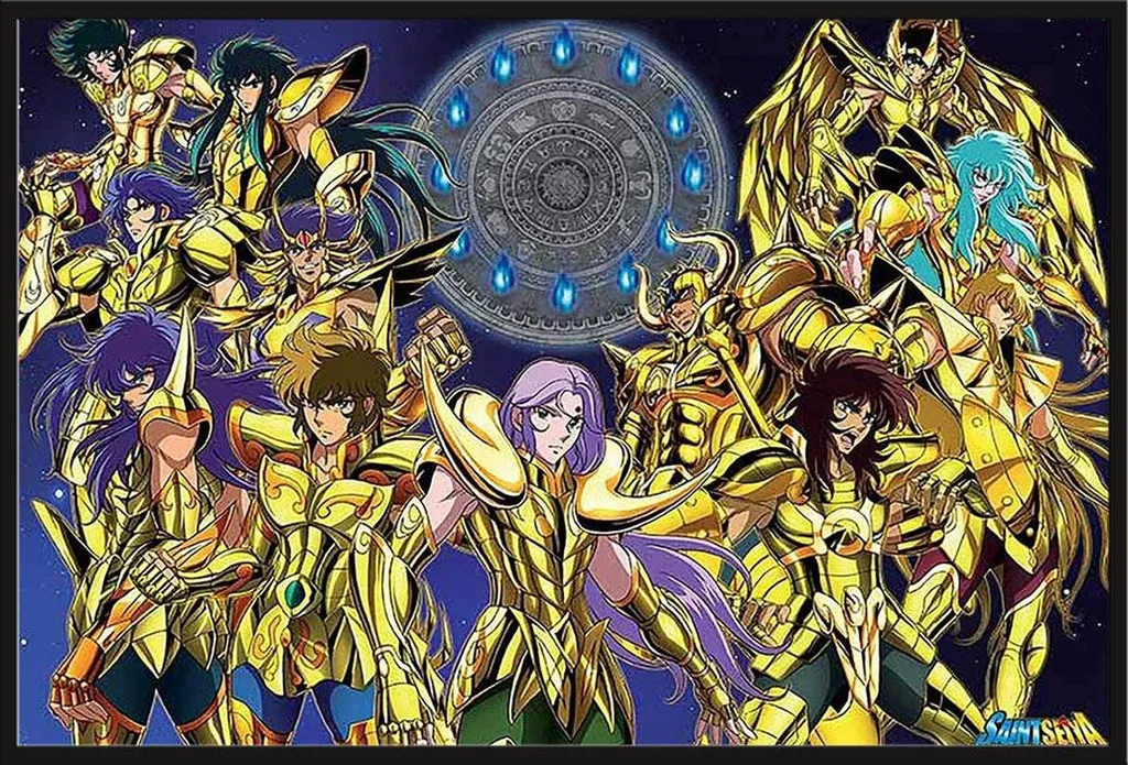 Affiche Encadrée Saint Seiya Gold Saints Shinsuke® Cadre Noir et Acrylique