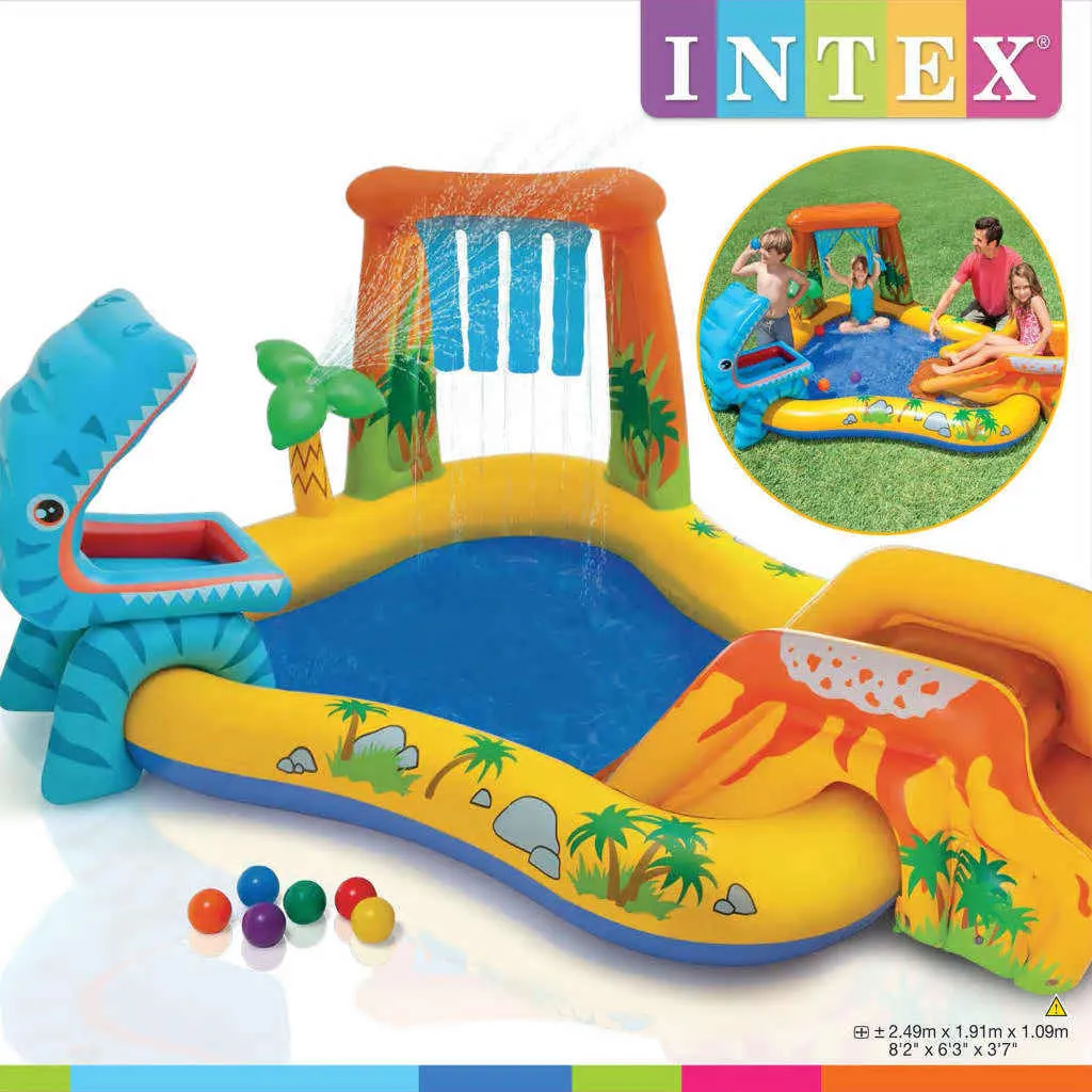 Intex 57444NP Centro Giochi Dinosauro: Piscina per Bambini 249x191x109 cm