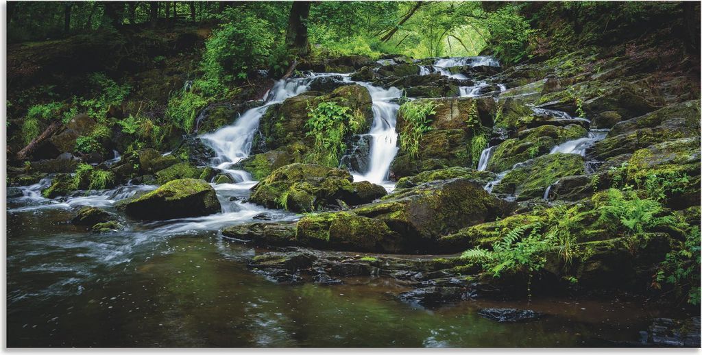 ARTland Wandbild Alu für Innen & Outdoor Wasserfall Panorama Größe: 40x20 cm