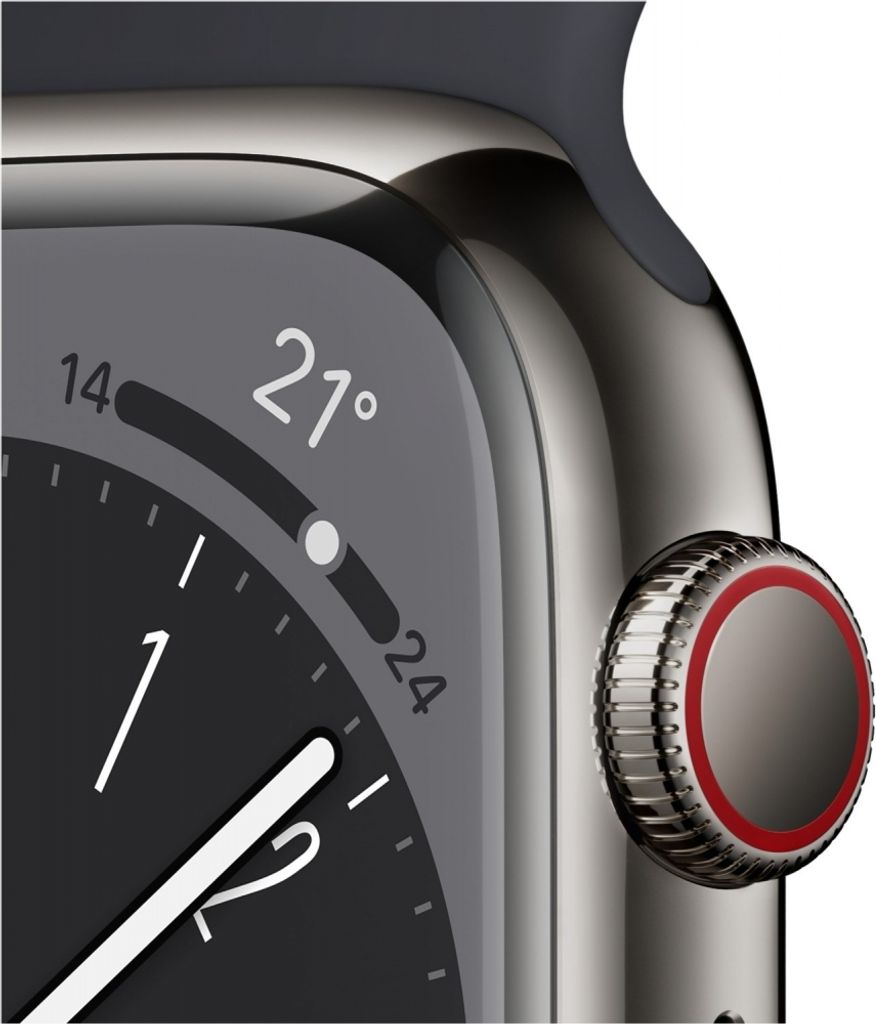 Apple Watch 8 Cell 45mm Edelst. Graphite/Midnight Sport Produktbild