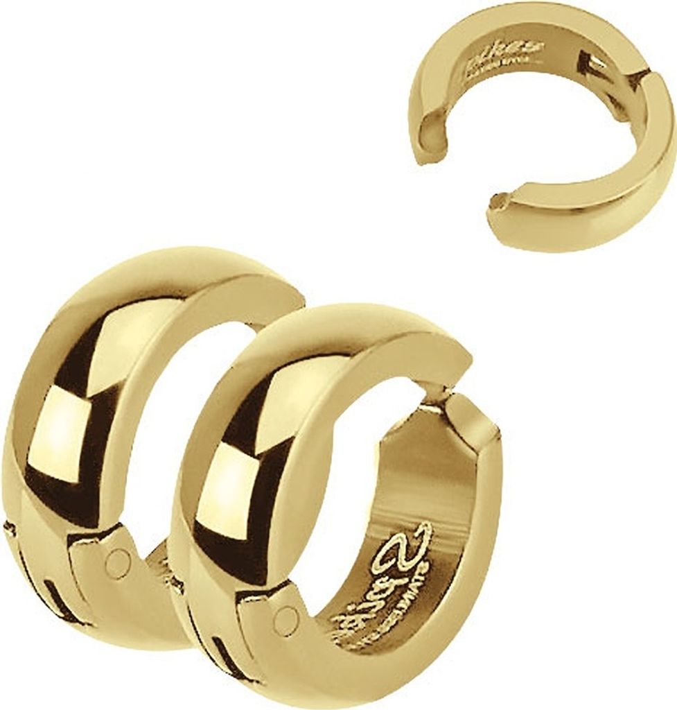 Creolen Clip Ohrringe Edelstahl Herren Damen Fake Klappcreolen Ohrclip gold