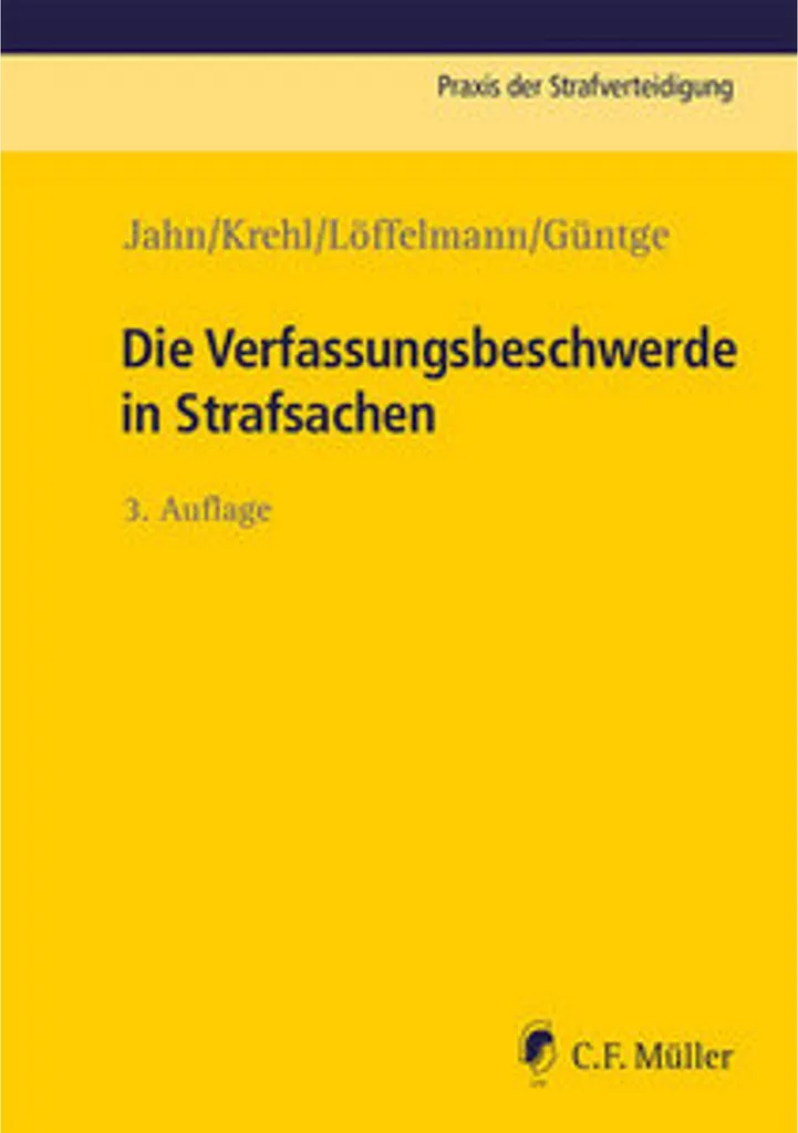 Livre Juridique Die Verfassungsbeschwerde in Strafsachen Broché 2024