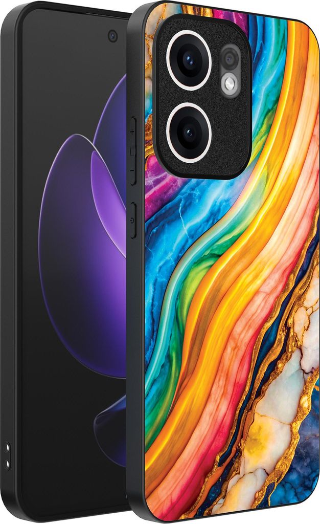 Smartphonica Telefon Fall geeignet für Oppo Reno 13F mit Regenbogen Gold Marmor Print - TPU Backcover Fall Regenbogen Gold Marmor Design