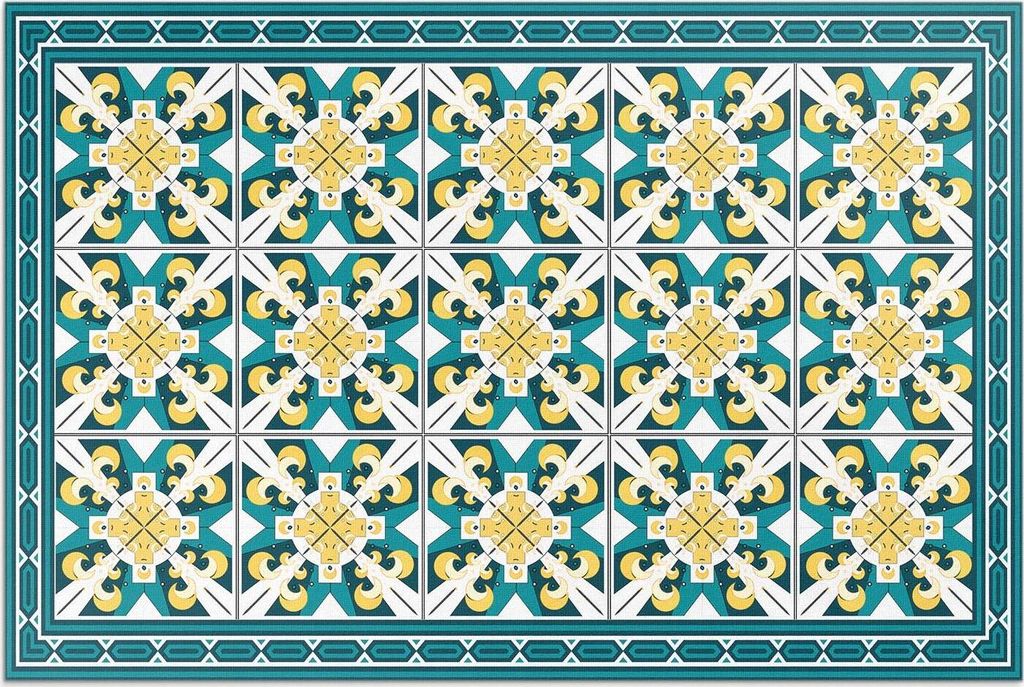 Geometrische rhombus bunte fliesen – Vinylteppich – 120x180 cm – Outdoor Teppich – Terrasse – Wetterfest – Modern