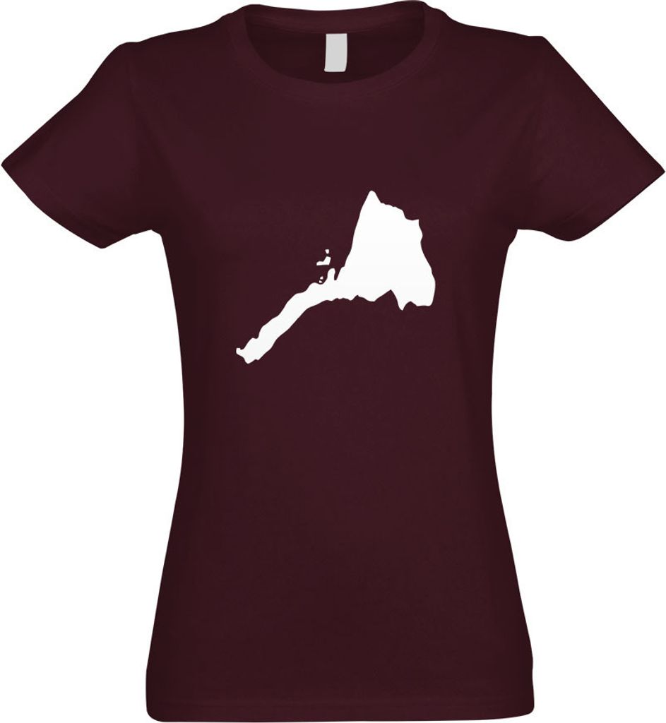 Kiwistar - T-Shirt tailliert - Damen - Burgund - Eritrea Umriss Kontur - mit Motiv Bedruckt - Funshirt Design - Sport - Freizeit - Damen - L