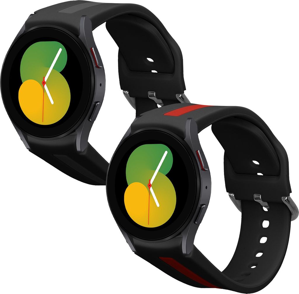 kwmobile 2x Sportarmband kompatibel mit Samsung Galaxy Watch 5 / Watch 5 Pro / Watch 6 / 6 Classic Armband - Fitnesstracker Band Set aus TPU Silikon