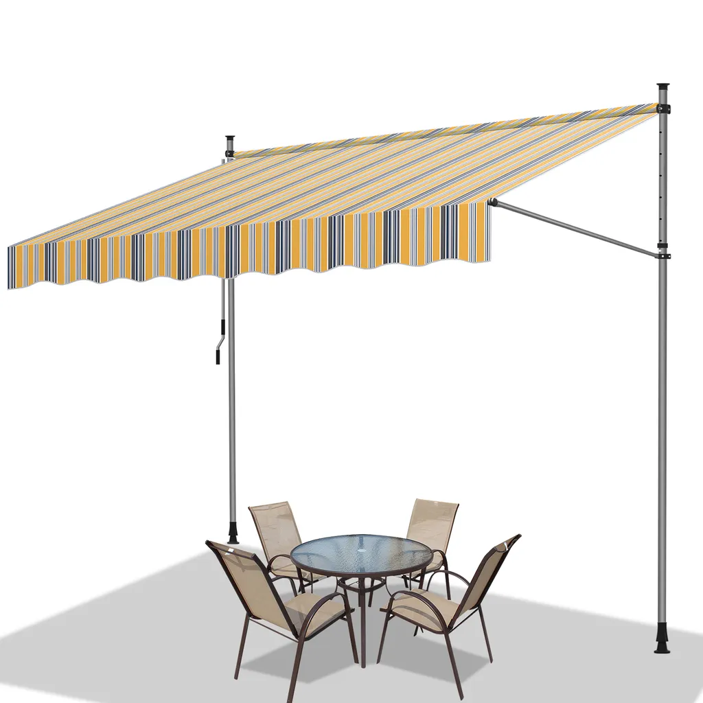 Tenda da Sole a Morsetto Jiubiaz 3m Giallo Blu Senza Buchi Balcone