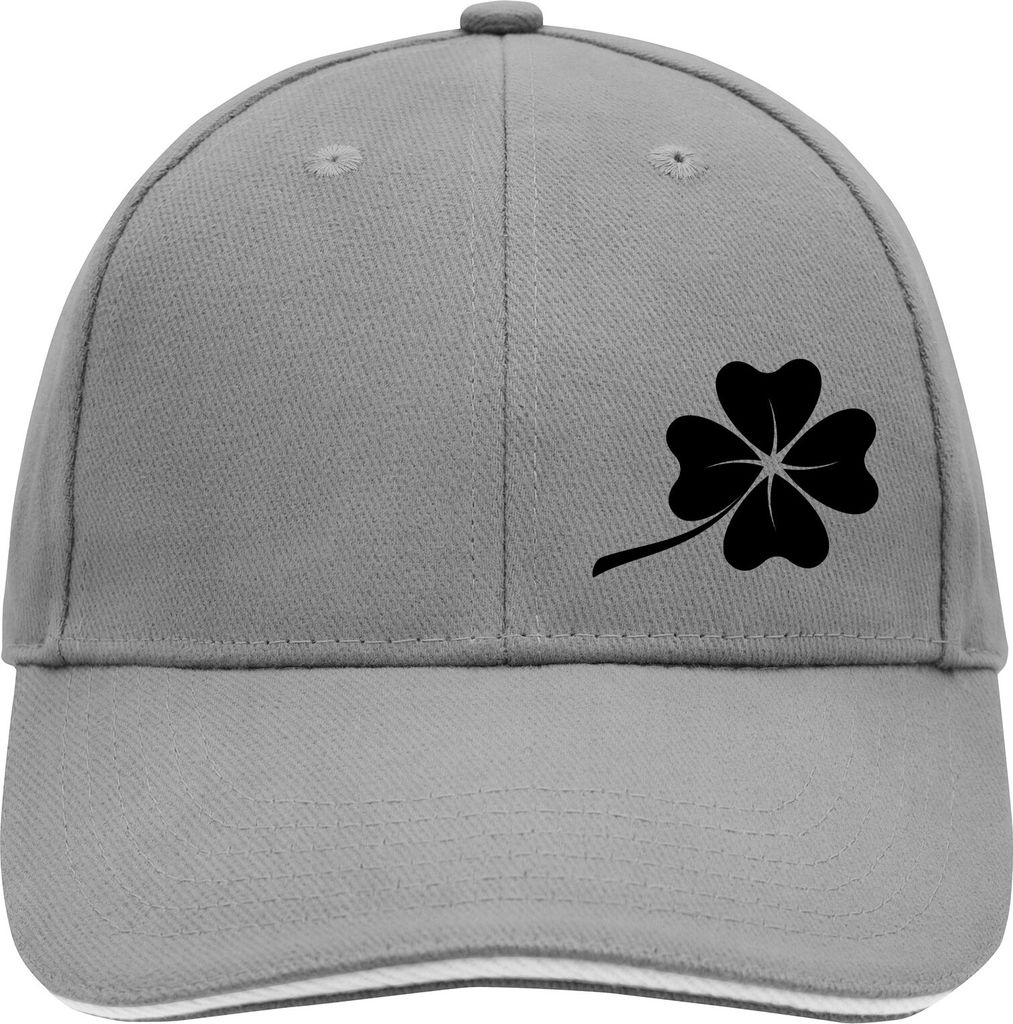 Huuraa Cappy Mütze Kleeblatt Silhouette Dark Grey/White Baumwolle 6-Panel Kappe Geschenkidee