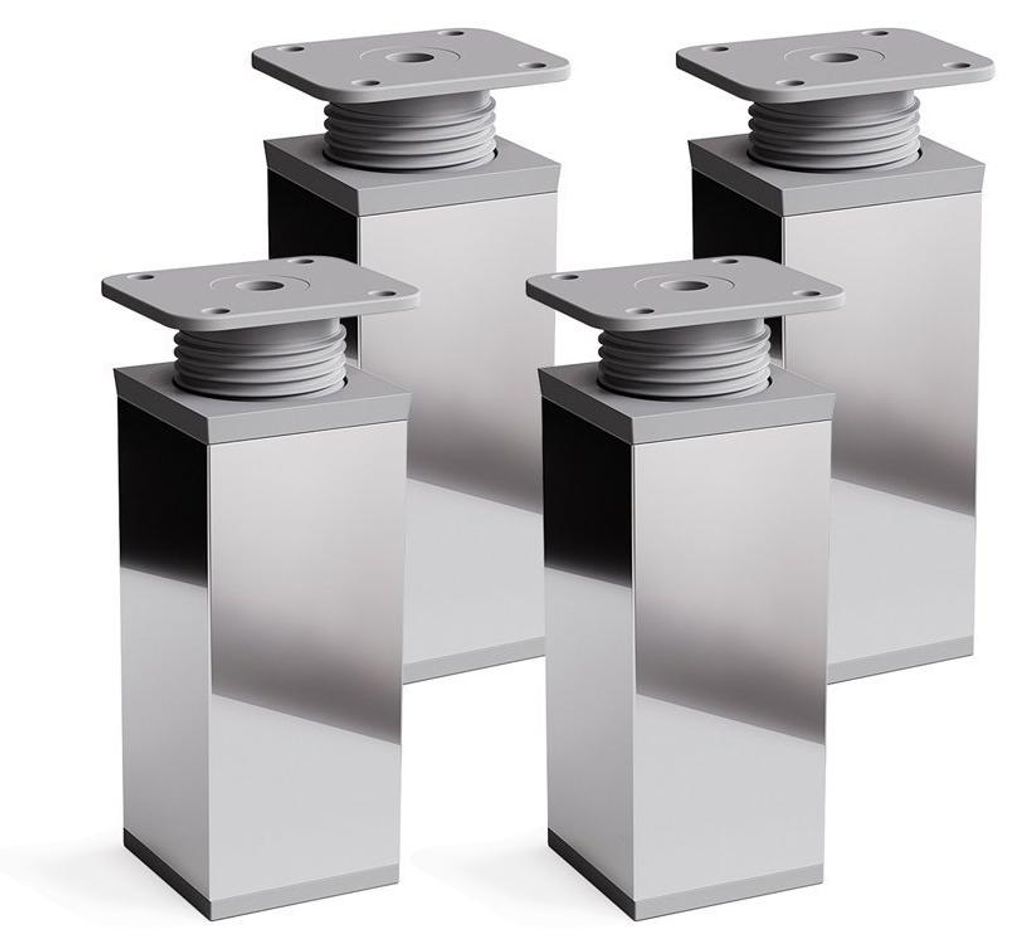 4er Set sossai moderne Möbelfüße in Chrom 100mm Produktbild 