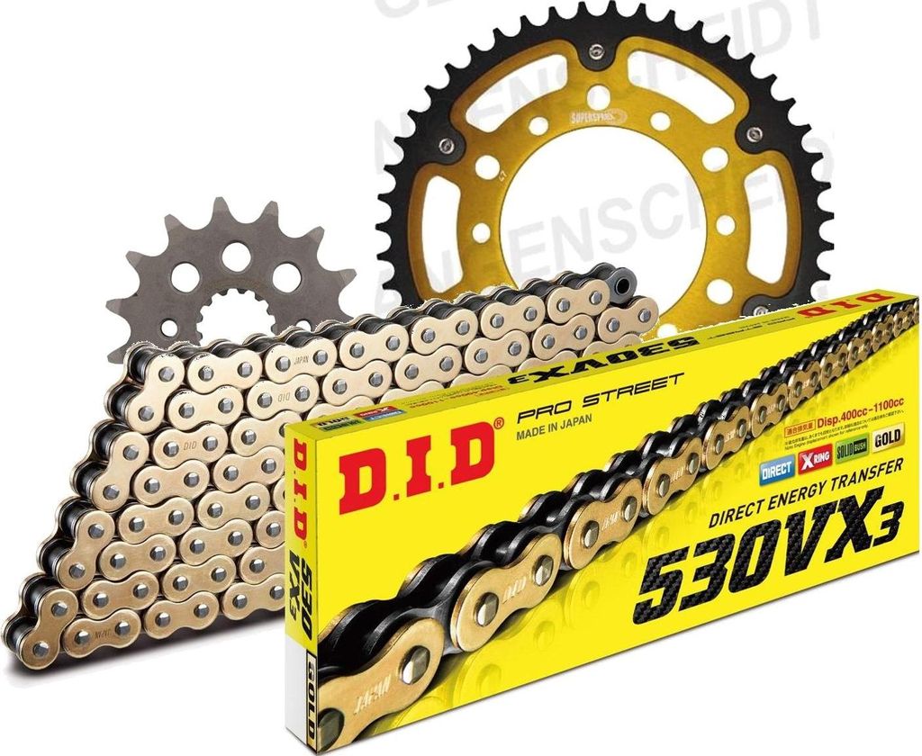 Kit Stealth (gold) passend für Kawasaki GPX600 R 88-99/GPZ6... 15-39-102 DID530VX3(G&B) Niet