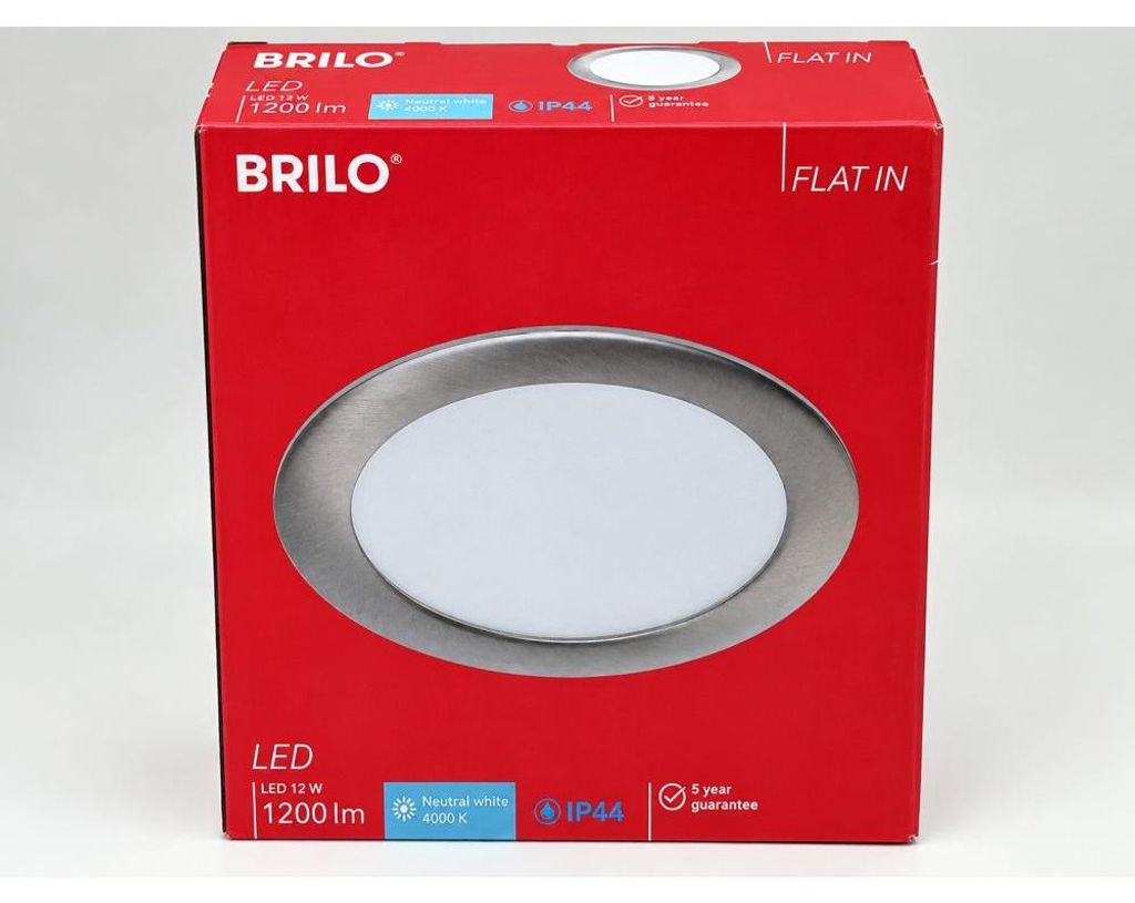 LED inbouwlamp, diameter 17 cm, 12 W, mat nikkel, Briloner Productafbeelding 
