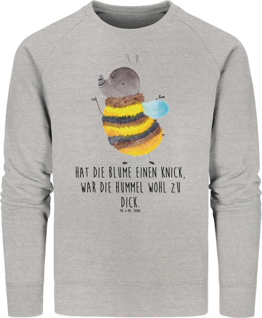 Mr. & Mrs. Panda Baumwoll Pullover Hummel flauschig Größe XL - Heather Grey - Geschenk, Bio-Pullover, Pulli, Sweatshirt, Organic Baumwolle, Biene...