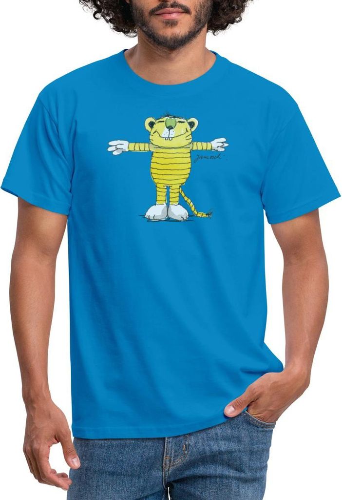 Spreadshirt Janosch Tiger Pose Männer T-Shirt, 4XL, Royalblau