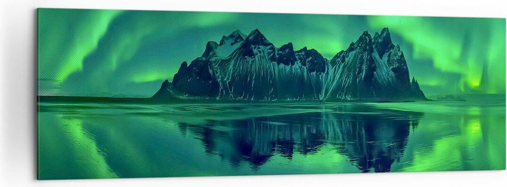 Bild auf Leinwand - Leinwandbild - Berg Gletscher Wasser - 160x50cm - Wand Bild - Wanddeko - Leinwanddruck - Bilder - Kunstdruck - Wanddekoration -...
