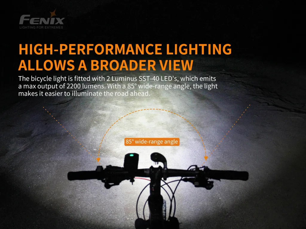 Lampe de vélo Fenix BC30 V2.0 double faisceau et commande déportée sans fil