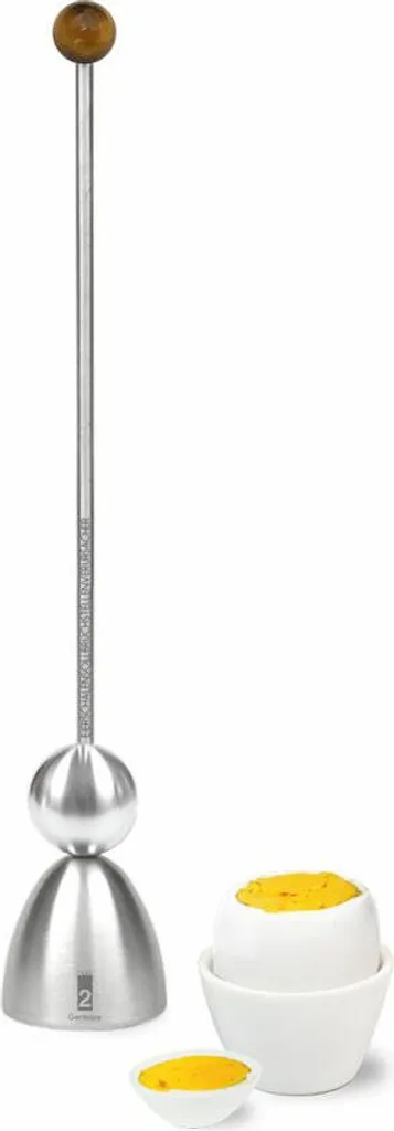 Toque-œuf Design Clack Gem Edition en Inox et Boule Pierre Œil de Tigre