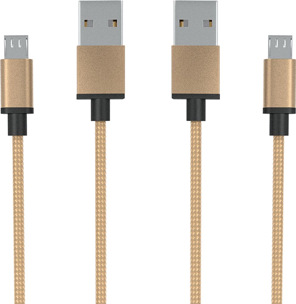 micro USB Kabel - Gold - 3m || 2er Set