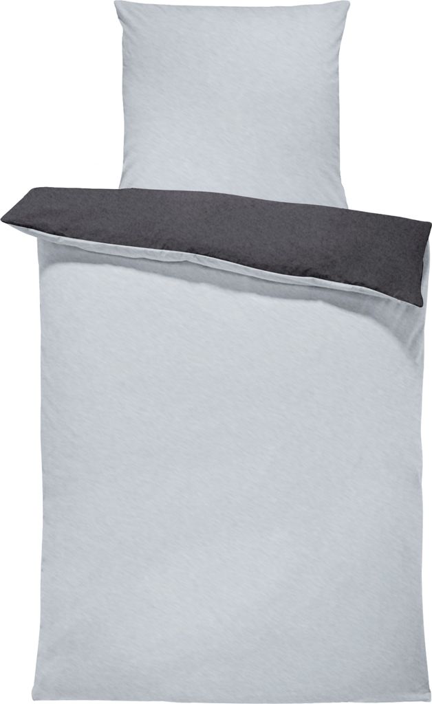 Winter Wendebettwäsche Doubleface Unifarben kuschelig warm weich Thermo Fleece, Größe:2 teilig 155x220 cm, Farbe:grau / anthrazit