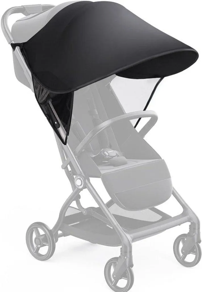 Ombrelle poussette universelle noire souple avec protection solaire 50+