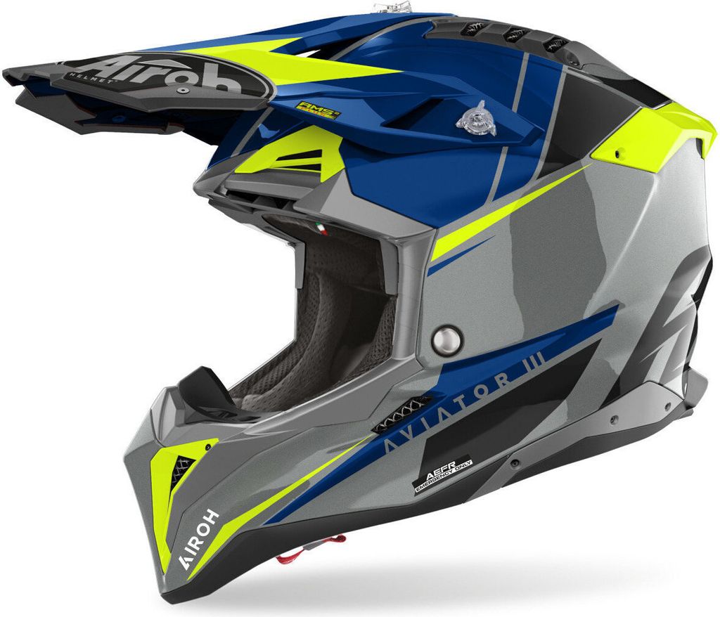 Airoh Aviator 3 Push Motocross Helm, blau, XS (53/54)
