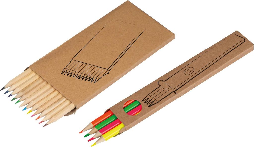 16 Buntstifte / 12 Standardfarben + 4 Neon Textmarker-Buntstifte