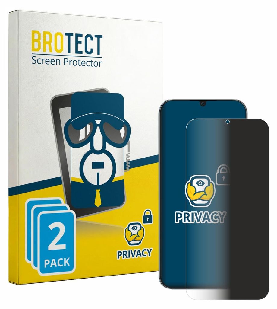 2x BROTECT Sichtschutzfolie für realme Narzo 100 Lite 5G Anti-Spy Privacy Sichtschutz Blickschutz Folie Blaulicht-Schutz