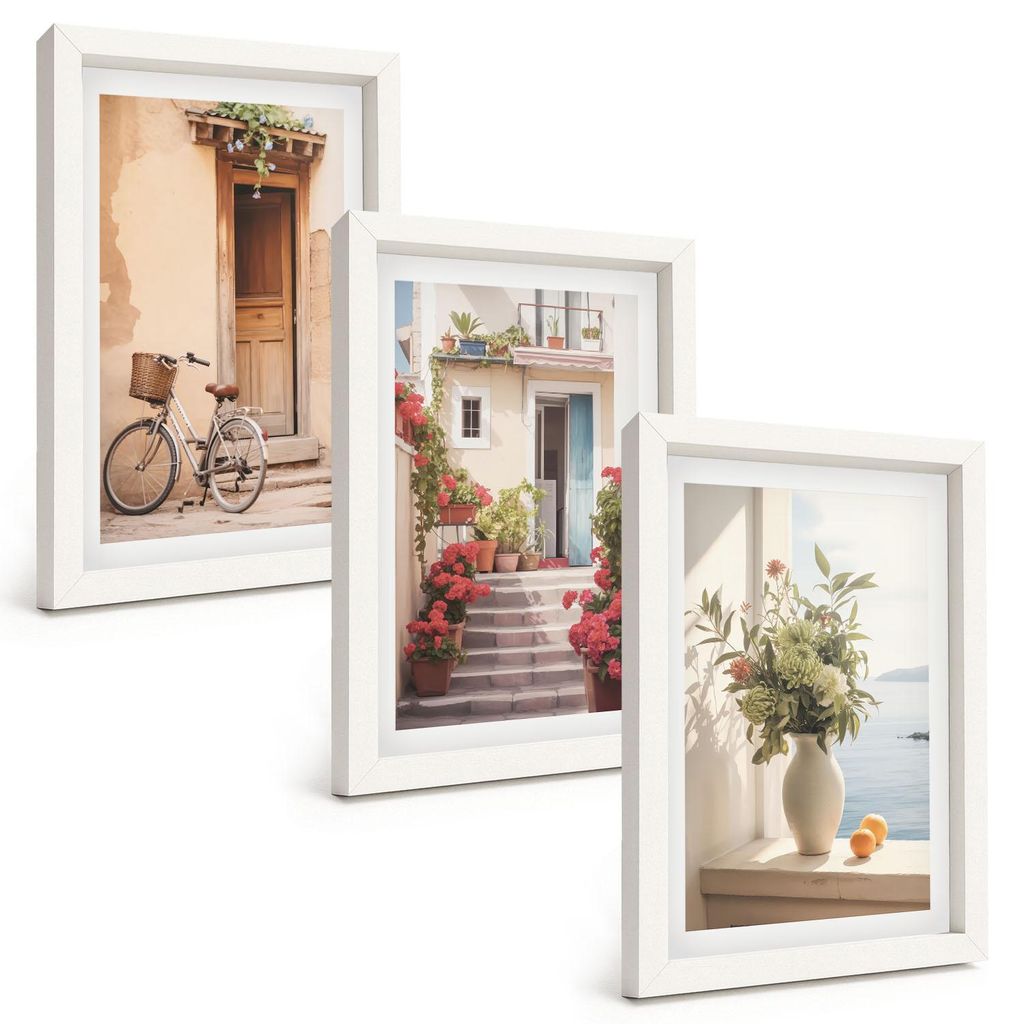 Bilder Set 3-teilig im weißen Rahmen – Wandbilder 3 Stück – gerahmte Poster für Wohnzimmer, Schlafzimmer und Flur – 20x30 cm – Charmante...