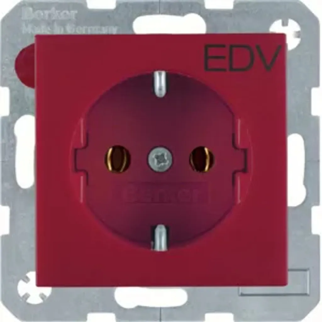 Prise SCHUKO Berker 47431922 avec impression rouge mat Berker S.1 B.3 B.7