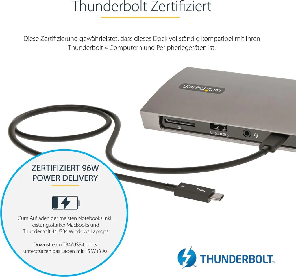 Station Thunderbolt 4 8K - Alimentation 96W - Lecteur SD et Ethernet GbE - 9