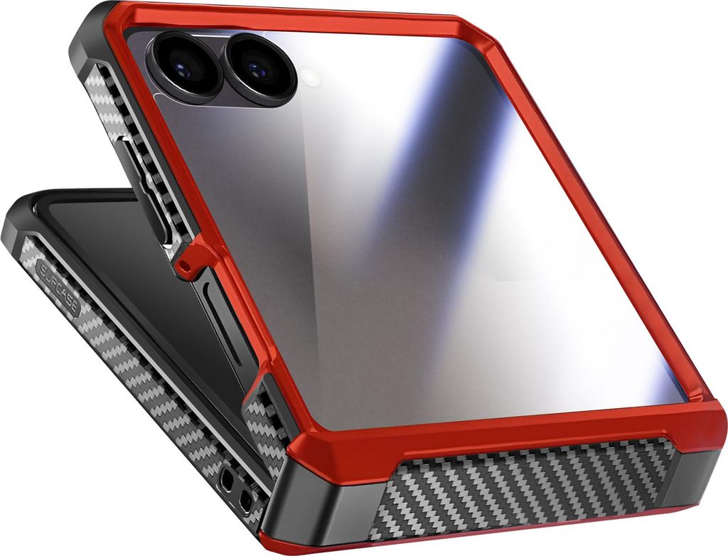 Supcase, Hülle + Displayschutz Galaxy Z Flip7 mit Scharnier & Clip, Rot