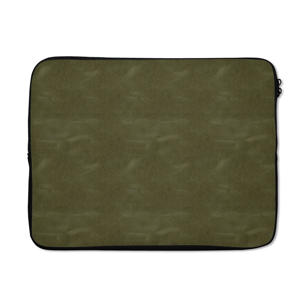 MuchoWow Laptop Hülle 17 Zoll Laptoptasche Leder - Grün - Tierhaut - Zipper - Schutzabdeckung