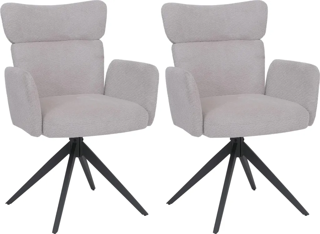 Lot de 2 chaises de salle à manger HWC-N11 pivotantes en tissu bouclé gris