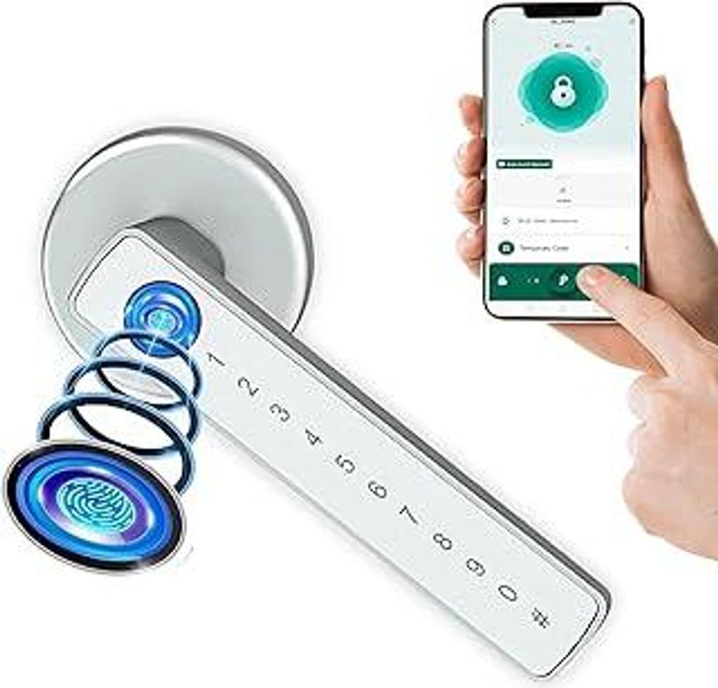 Türschloss Fingerabdruck, Smart Lock, Elektronisches Türschloss - Für Innentüren mit einer Stärke von 35-55 mm – smartes Türschloss – Per...