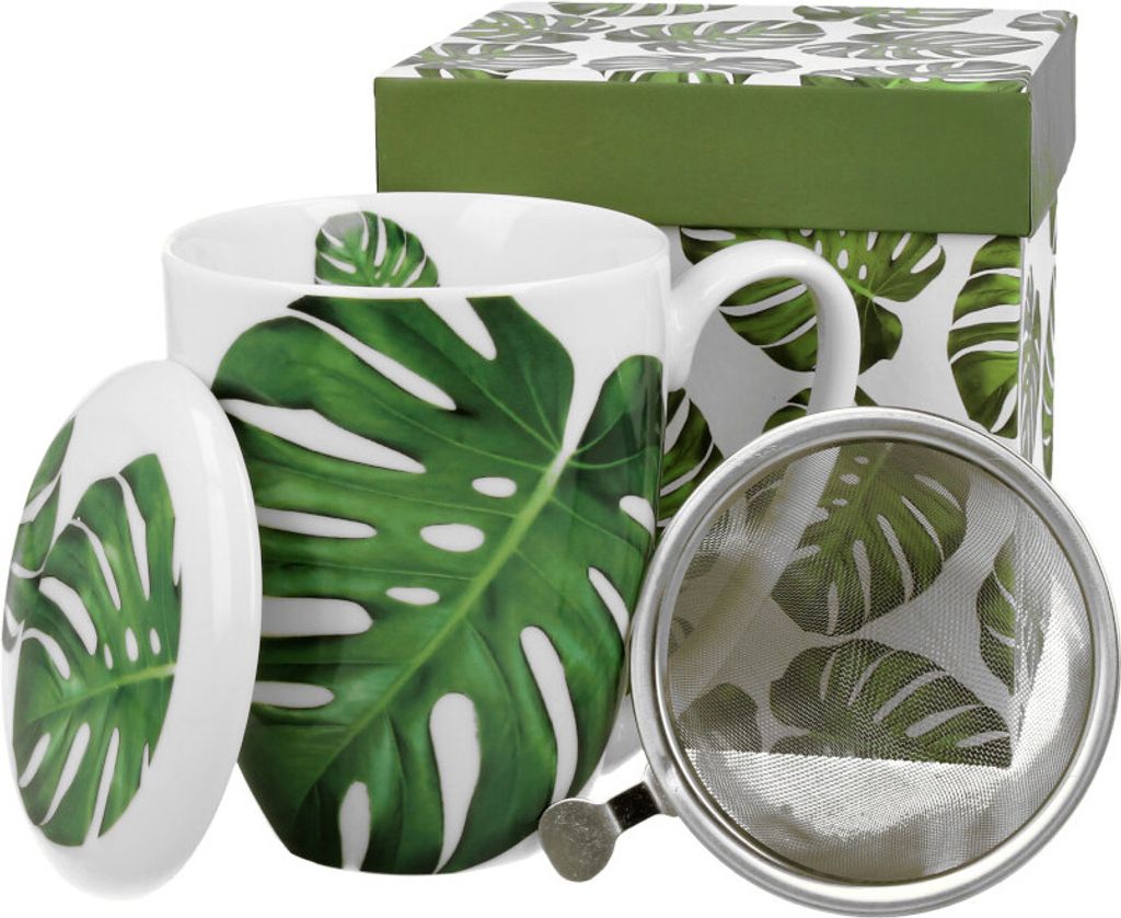 DUO FLORAL 30433 Becher 380 ml mit Teesieb MONSTERA mit Produktbild 