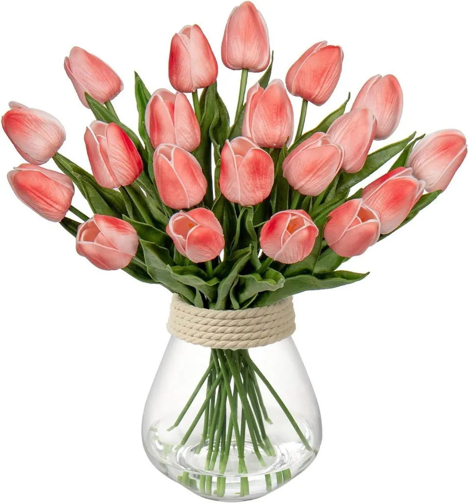 Tulipes Artificielles Real-Touch : Fleurs Durables sans Entretien 20x