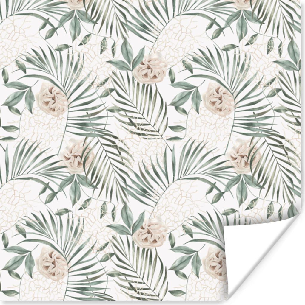 MuchoWow Poster Monstera - Palmenblatt - Dschungel - Tropisch 75x75 cm - Wand Dekoration